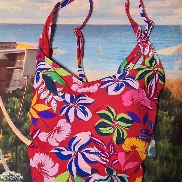 Caribbean Joe Coral Swimsuit Size 14 NWT - Picture 2 of 4